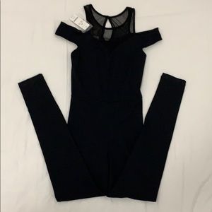 BEBE BLACK OFF SHOULDER CATSUIT - XXS